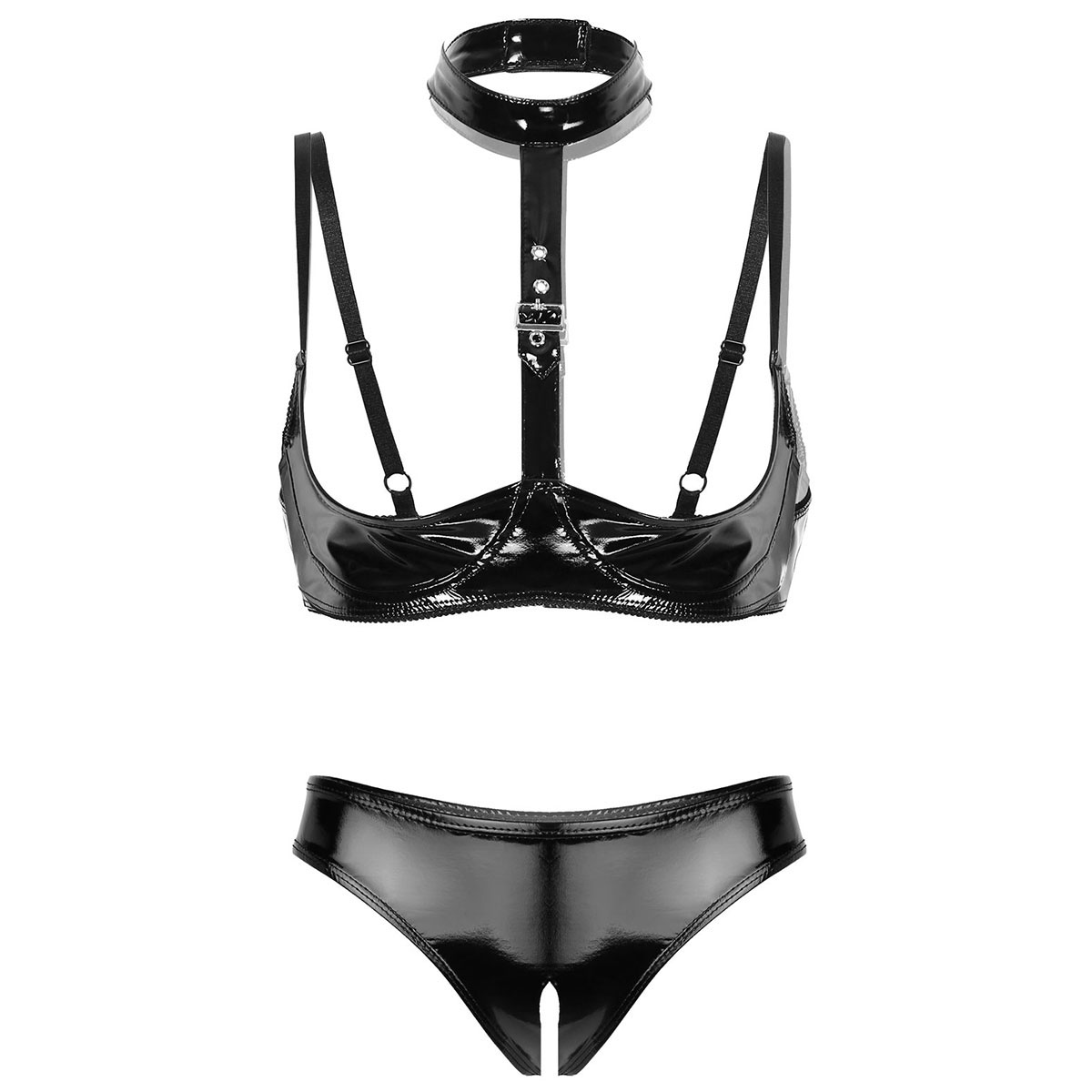 Skórzana bielizna damska z lak – Bralette Triangle Set recenzja i cena