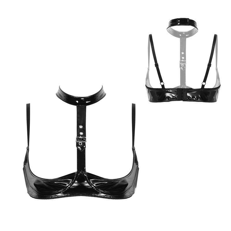 Skórzana bielizna damska z lak – Bralette Triangle Set recenzja i cena