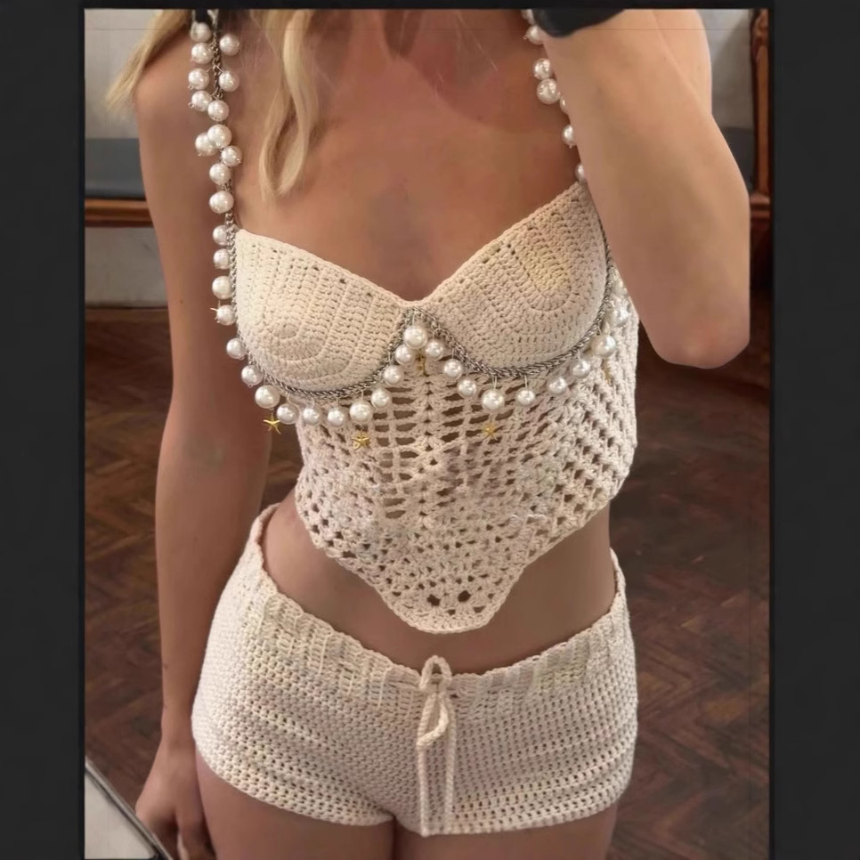 Seksowne, zdobione koralikami, – Crop Top Crochet recenzja i cena